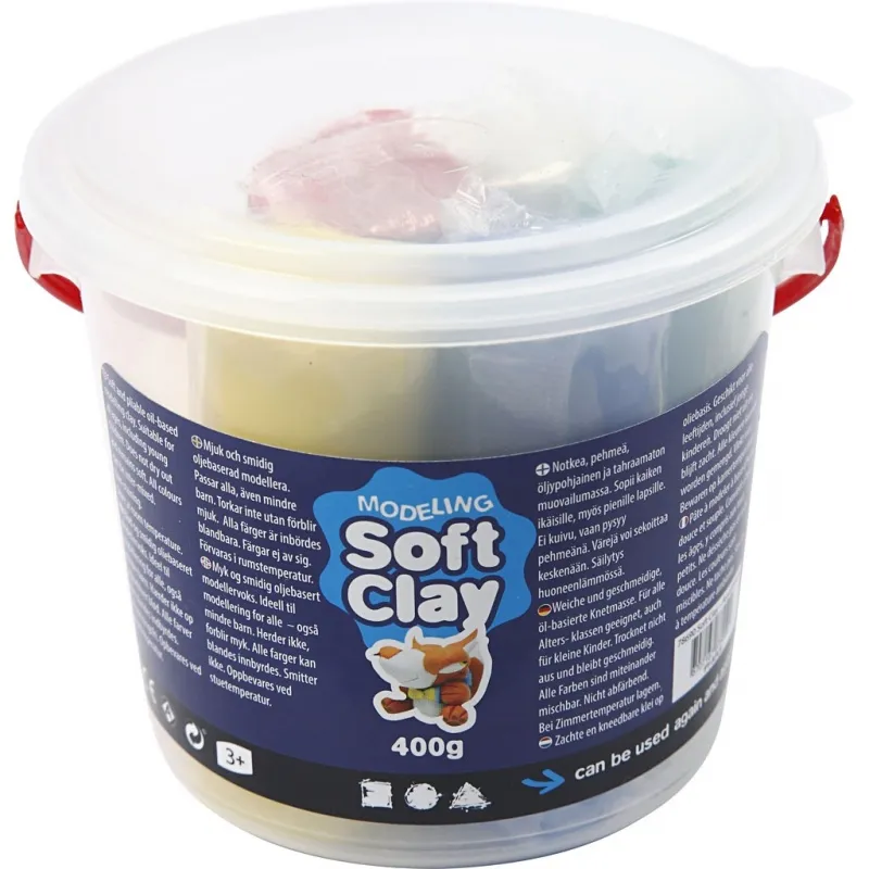 Knetmasse, H 9,5 cm, Sortierte Farben, 5x80 g/ 1 Eimer