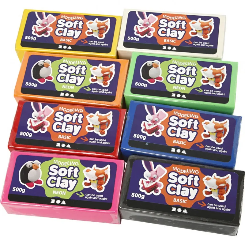 Knetmasse, Sortierte Farben, 8x500 g/ 1 Pck