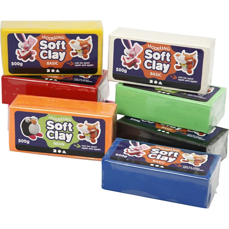 Knetmasse, Sortierte Farben, 8x500 g/ 1 Pck