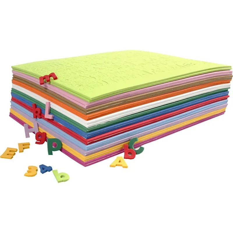 Moosgummi-Aufkleber, Buchstaben & Zahlen, H 20 mm, Dicke 3 mm, Sortierte Farben, 24 Bl. sort./ 1 Pck