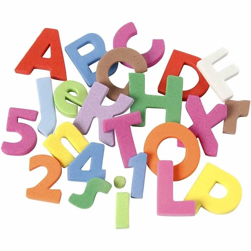 Moosgummi-Aufkleber, Buchstaben & Zahlen, H 20 mm, Dicke 3 mm, Sortierte Farben, 24 Bl. sort./ 1 Pck