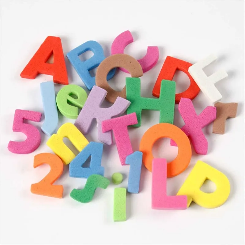 Moosgummi-Aufkleber, Buchstaben & Zahlen, H 20 mm, Dicke 3 mm, Sortierte Farben, 24 Bl. sort./ 1 Pck