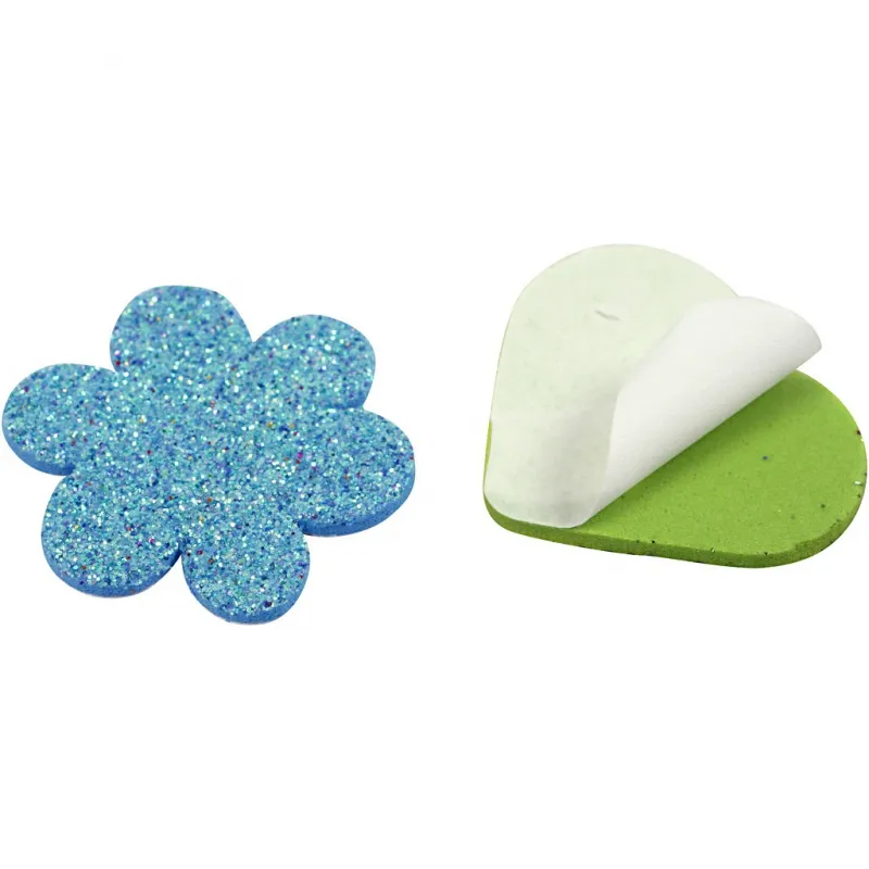 Moosgummifiguren, Sterne, Blumen und Herzen, D 19+29 mm, 100 sort./ 1 Pck