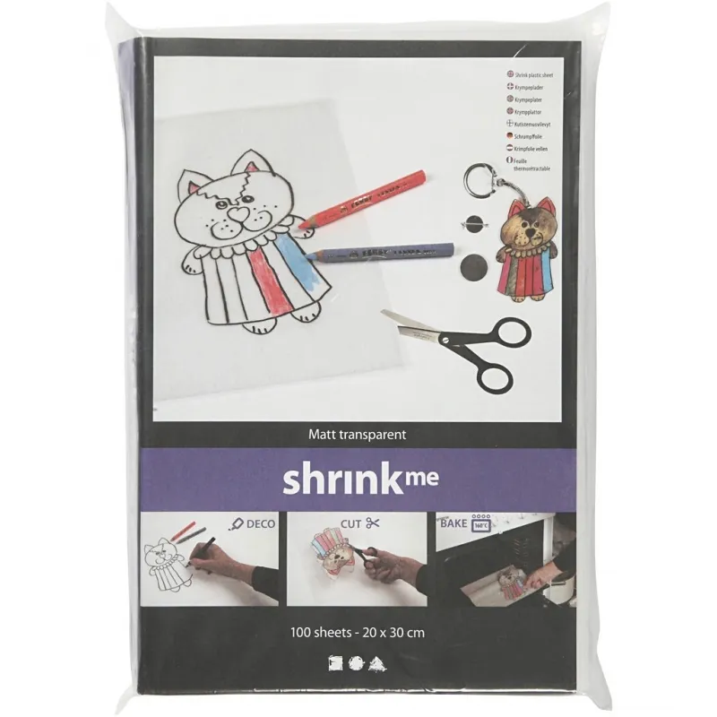 Schrumpffolie, Blatt 20x30 cm, Dicke 0,3 mm, Matt transparent, 100 Bl./ 1 Pck