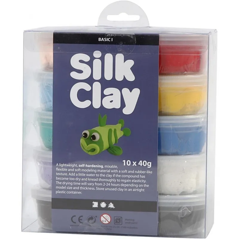 Silk Clay®, Basic 1, Sortierte Farben, 10x40 g/ 1 Pck