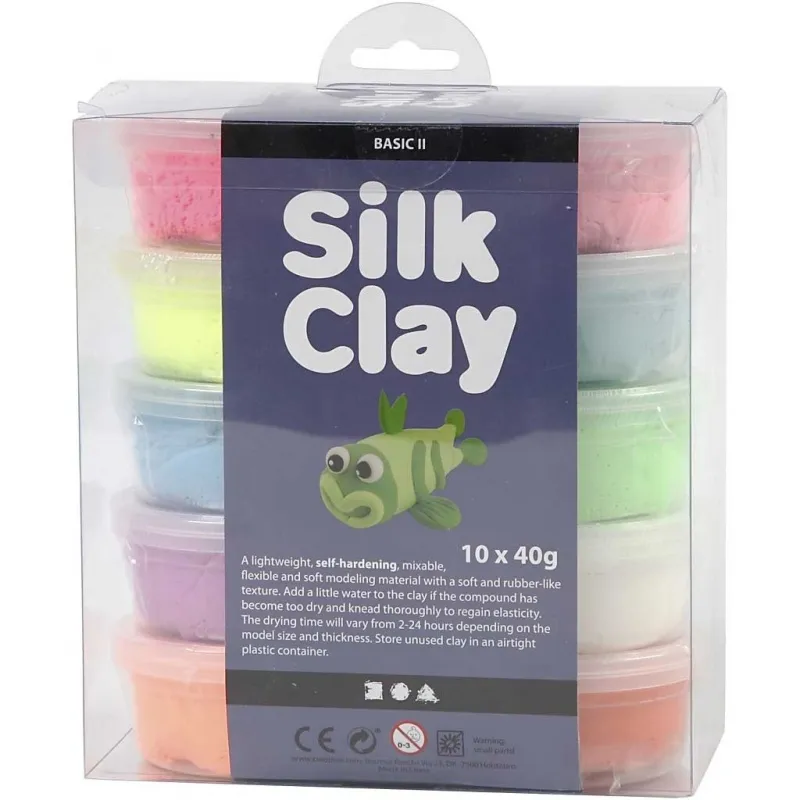 Silk Clay®, Basic 2, Sortierte Farben, 10x40 g/ 1 Pck