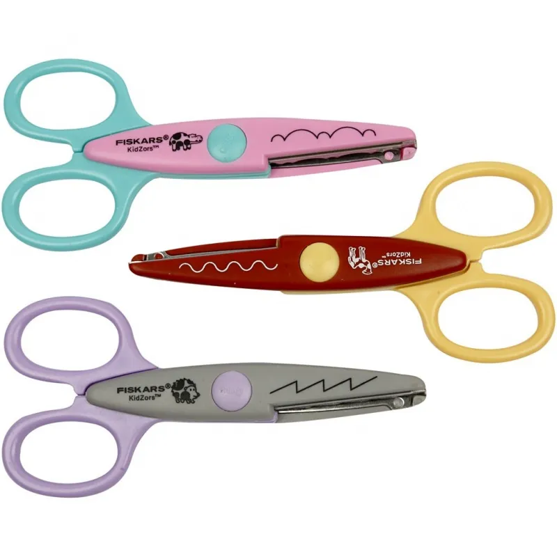 Fiskars Kidzors Konturenscheren - Sortiment, Flußpferd, Kamel, Igel, 3 Stk/ 1 Pck