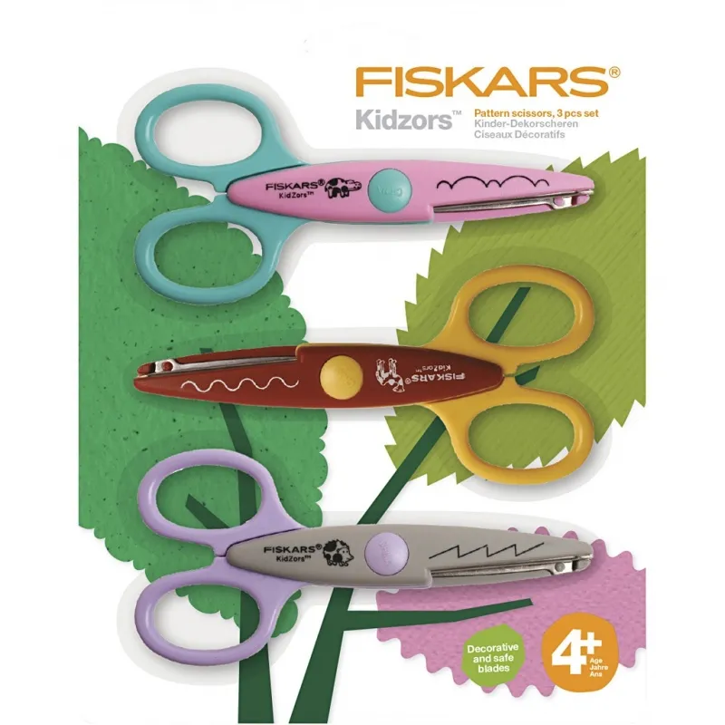 Fiskars Kidzors Konturenscheren - Sortiment, Flußpferd, Kamel, Igel, 3 Stk/ 1 Pck
