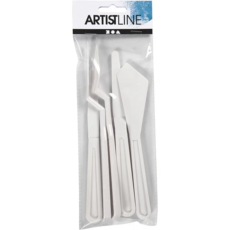 Plastik-Spachteln, L 17-20 cm, B 13-33 mm, Weiß, 5 Stk/ 1 Pck