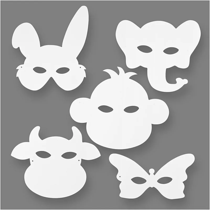 Pappmasken, H 15-22 cm, B 24-25 cm, Weiß, 192 Stk/ 1 Pck