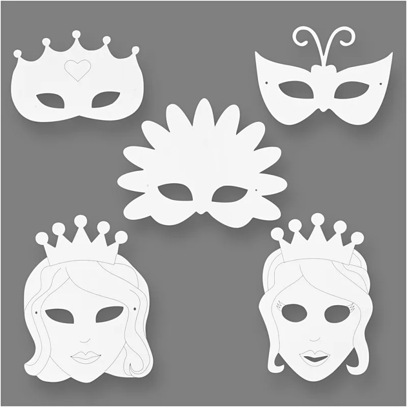 Pappmasken, H 15-22 cm, B 24-25 cm, Weiß, 192 Stk/ 1 Pck