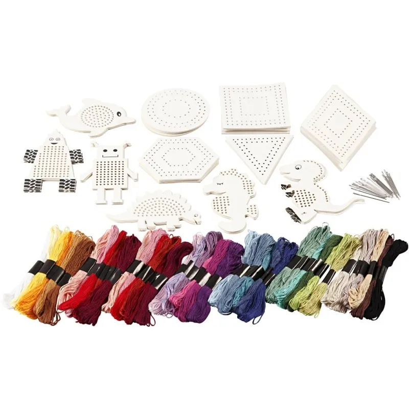 Gruppen-Kreativset Stickfiguren, Größe 8-17 cm, Sortierte Farben, 1 Set
