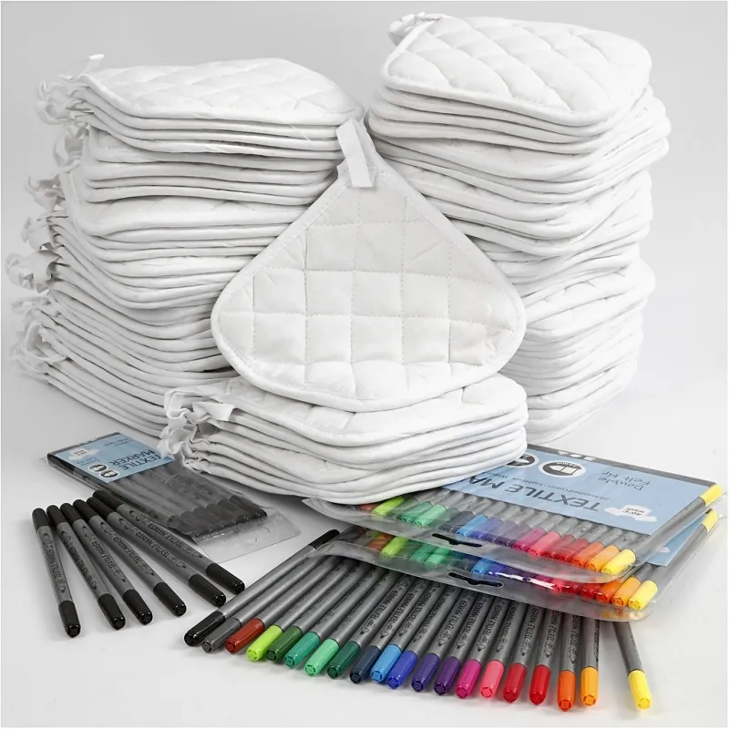 Gruppen-Kreativset Topflappen mit Markern, Schwarz, Weiß, 1 Set
