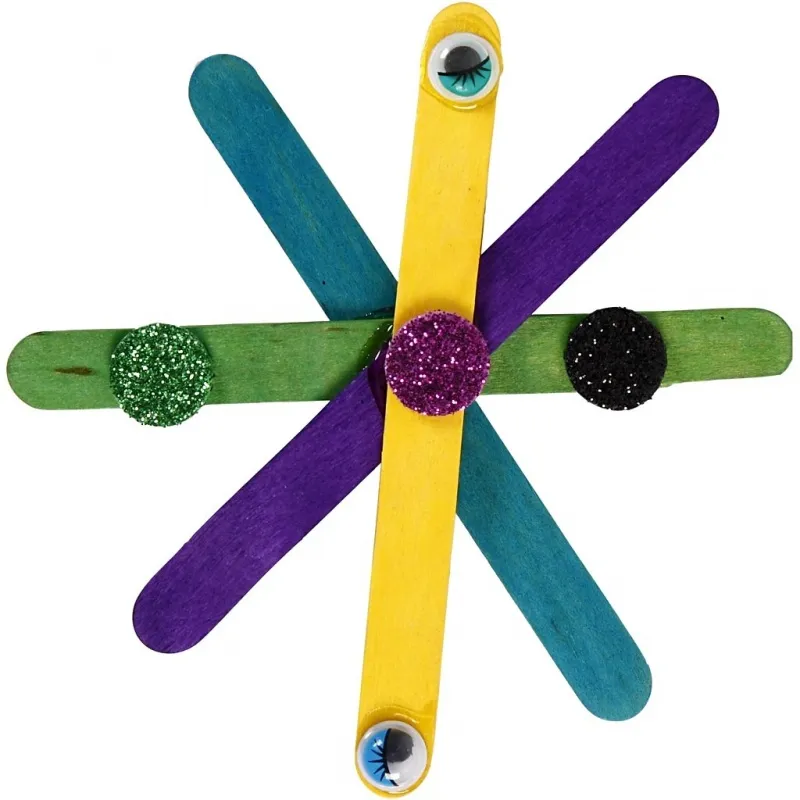 Holzstäbchen & Glitzer Bastelset, Sortierte Farben, 1 Set
