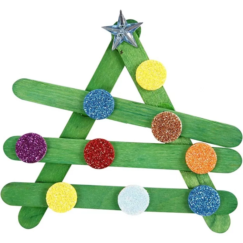 Holzstäbchen & Glitzer Bastelset, Sortierte Farben, 1 Set