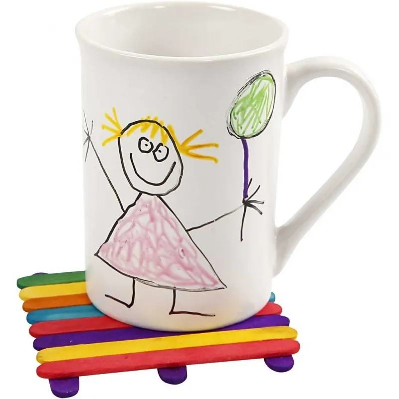 Holzstäbchen & Glitzer Bastelset, Sortierte Farben, 1 Set