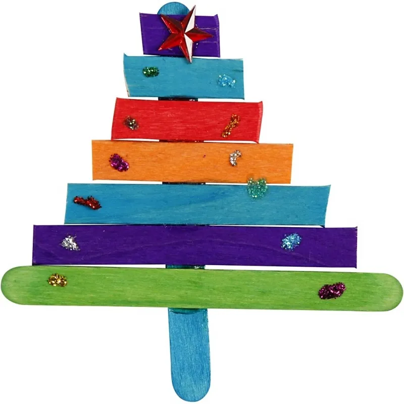 Holzstäbchen & Glitzer Bastelset, Sortierte Farben, 1 Set