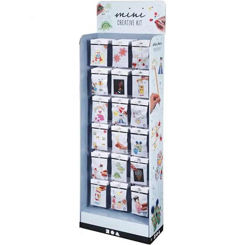 Stand-Display mit Mini Bastelset, H 1500 mm, B 580 mm, Weiß, 108 Set/ 1 Pck