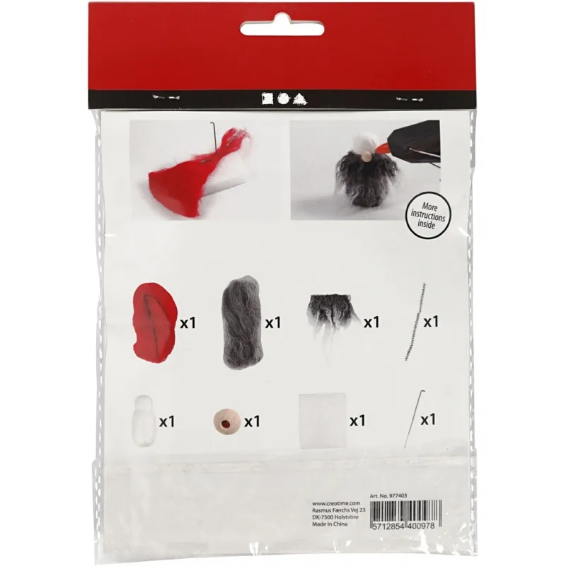Mini Kreativ Set, Weihnachtswichtel mit grauem Bart, H 13 cm, 1 Pck