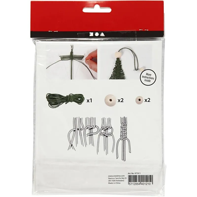 Mini Kreativ Set, Weihnachtsbaum aus Macramé, H 11 cm, 1 Pck