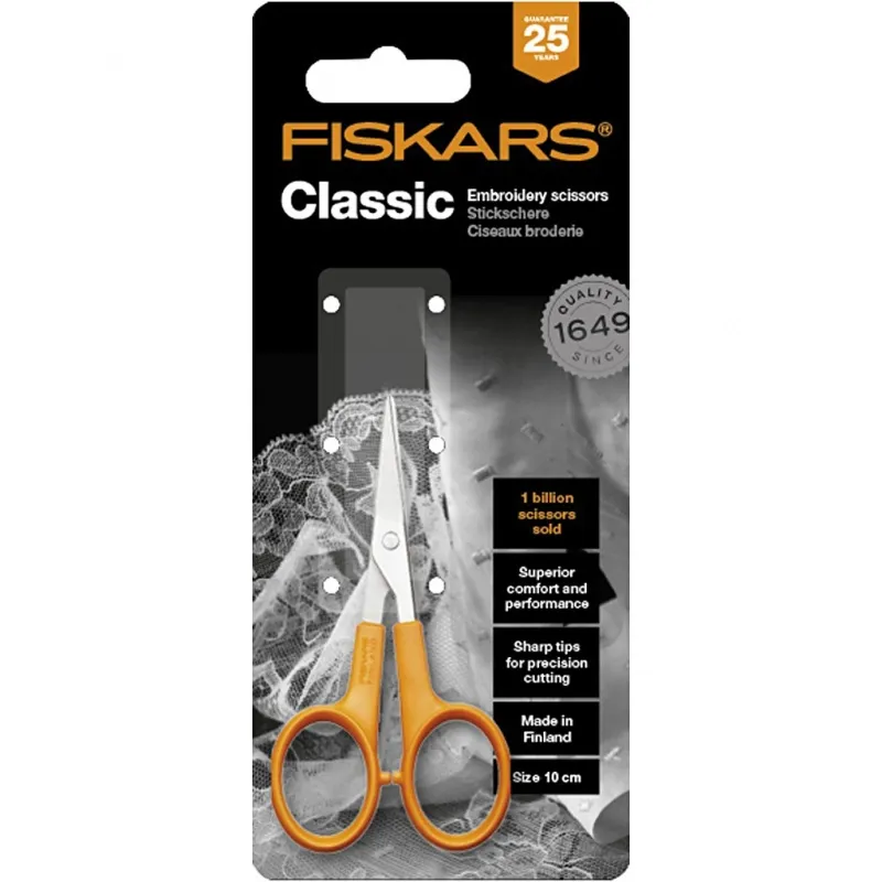 Fiskars Micro-Tip Stickschere, L 10 cm, 1 Stk
