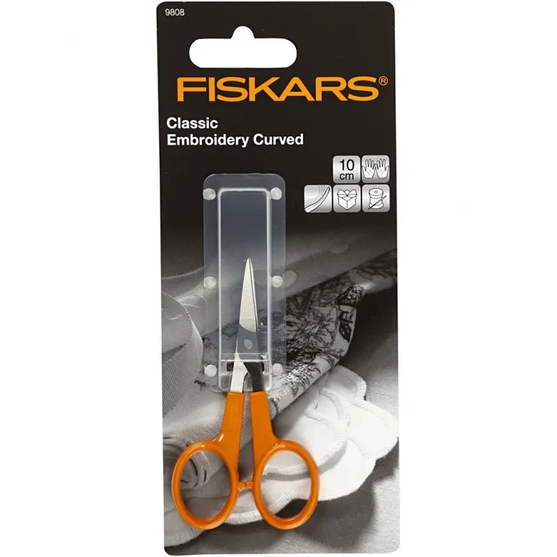 Fiskars Klassische Manikürschere mit Gebogenen Spitzen, L 10 cm, kurvet spids, 1 Stk