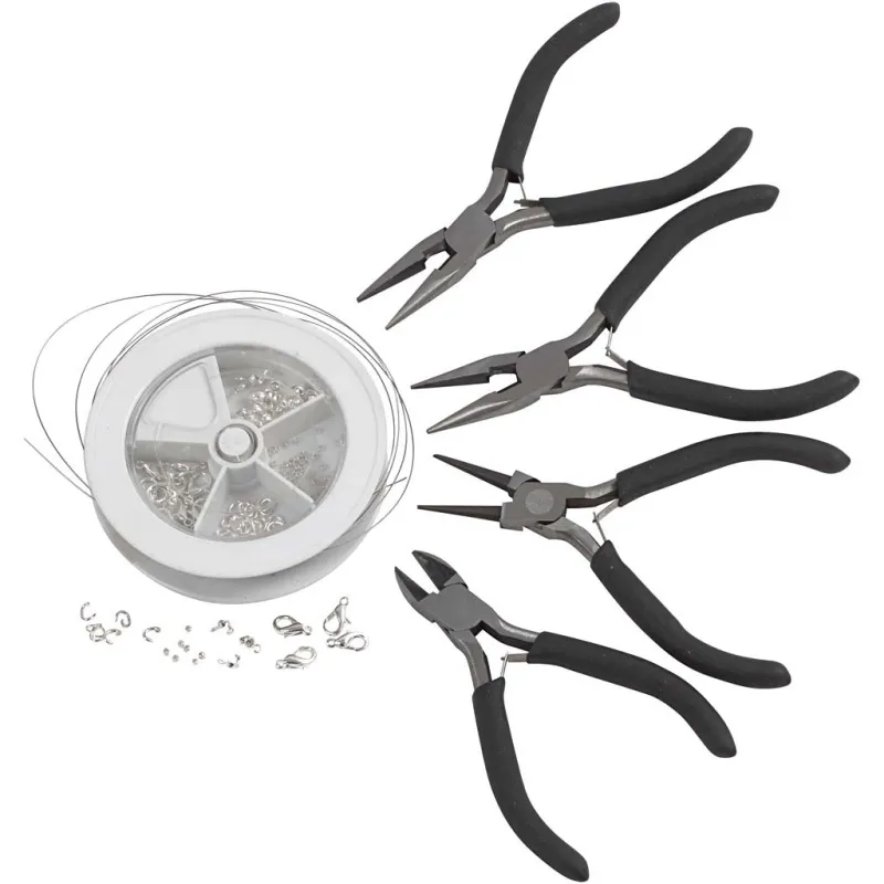 Kreativ Set Schmuck mit Werkzeug, Versilbert, 1 Set