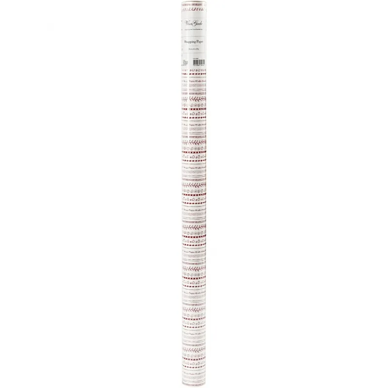 Geschenkpapier, Kritzeleien, B 70 cm, 80 g, Rot, Weiß, 4 m/ 1 Rolle