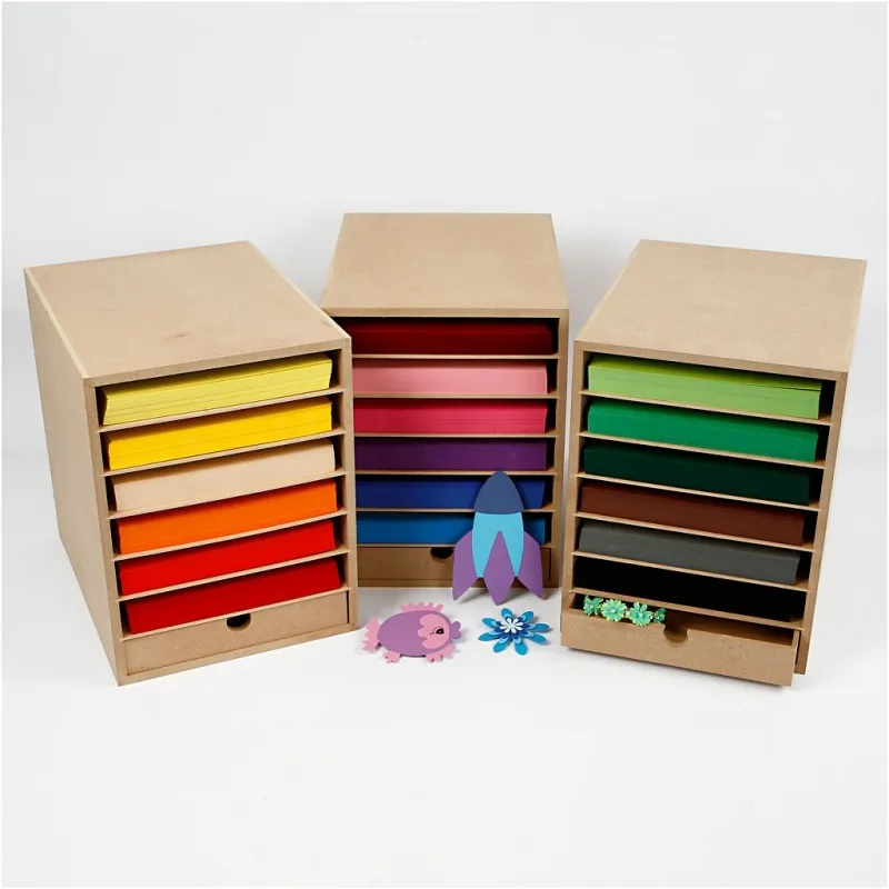 Papierregal mit Bastelkarton, H 100 cm, A4, Blatt 210x297 mm, 180 g, Sortierte Farben, 1 Set