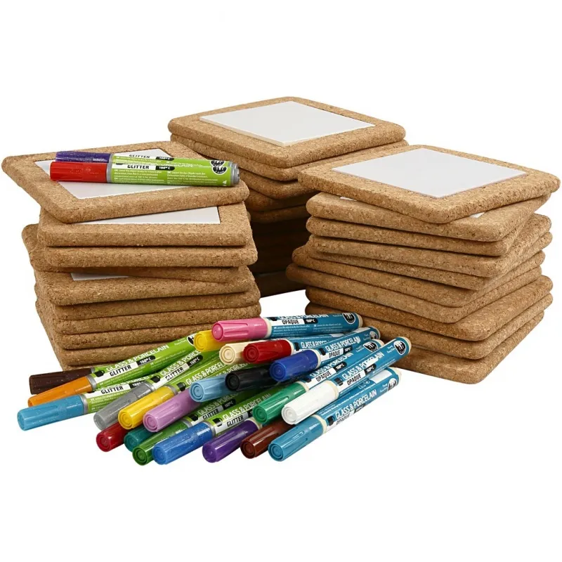 Gruppen-Kreativset Untersetzer, Größe 15,5x15,5 cm, Sortierte Farben, 1 Set