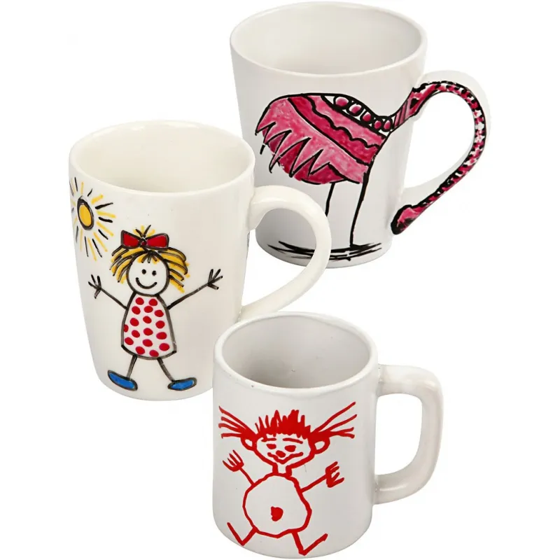 Gruppen-Kreativset Porzellanbecher, H 7-10 cm, Weiß, 1 Set