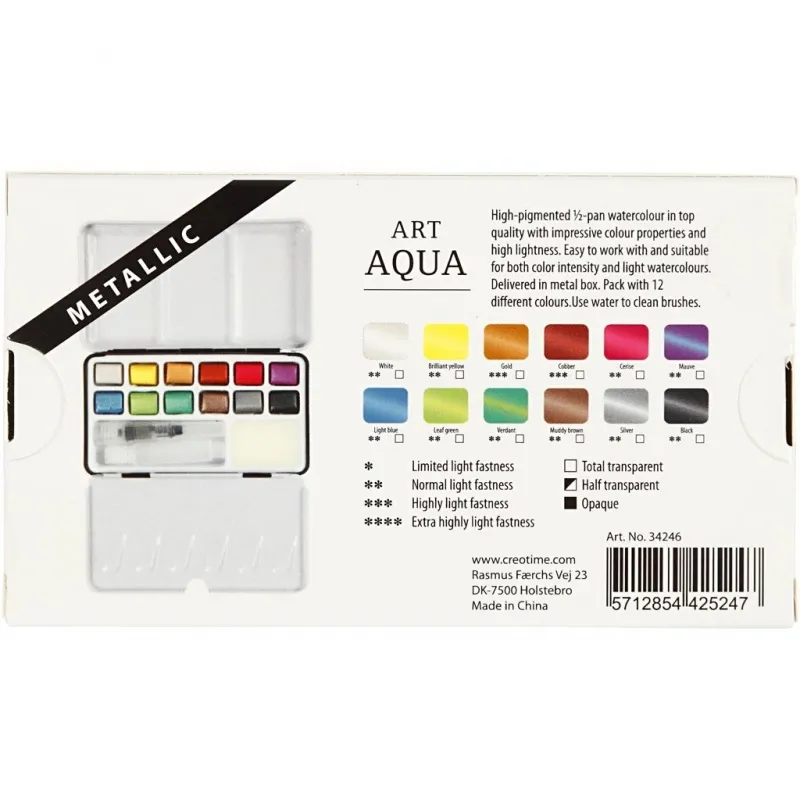 Art Aquarellfarben, Metallic-Farben, 12 Farbe/ 1 Pck