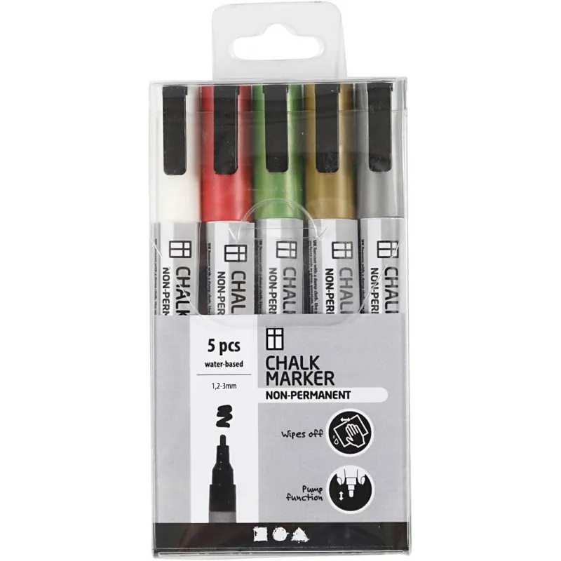 Kreidestifte, Strichstärke 1,2-3 mm, Metallic-Farben, 5 Stk/ 1 Pck