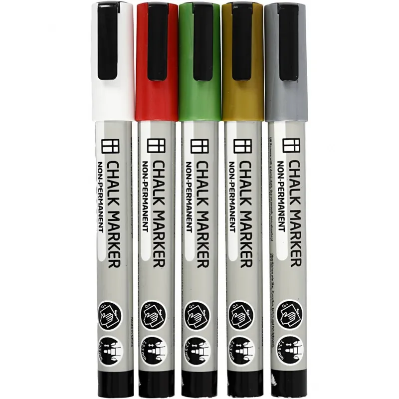 Kreidestifte, Strichstärke 1,2-3 mm, Metallic-Farben, 5 Stk/ 1 Pck