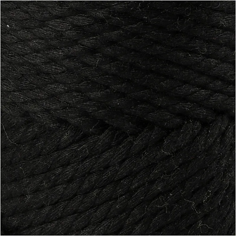Makramée-Kordel, L 55 m, D 4 mm, Schwarz, 330 g/ 1 Rolle