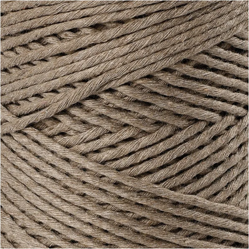 Makramée-Garn, L 198 m, D 2 mm, Hellbraun, 330 g/ 1 Rolle