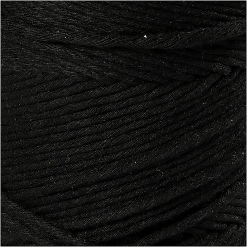 Makramée-Garn, L 198 m, D 2 mm, Schwarz, 330 g/ 1 Rolle