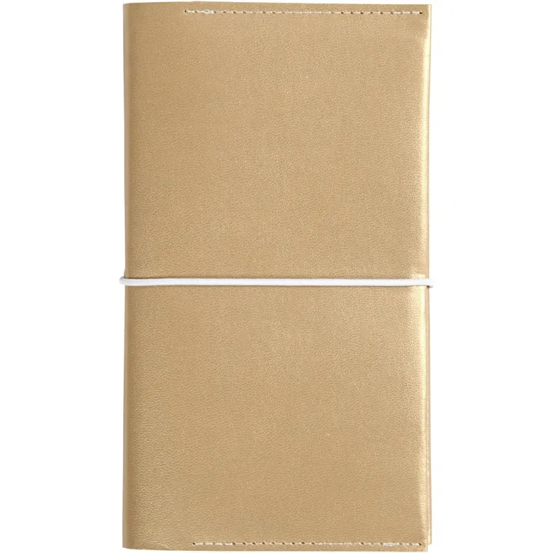 Kalender/Planer, Größe 10x18x1,5 cm, mit elastischem Verschluss, Gold, 1 Stk