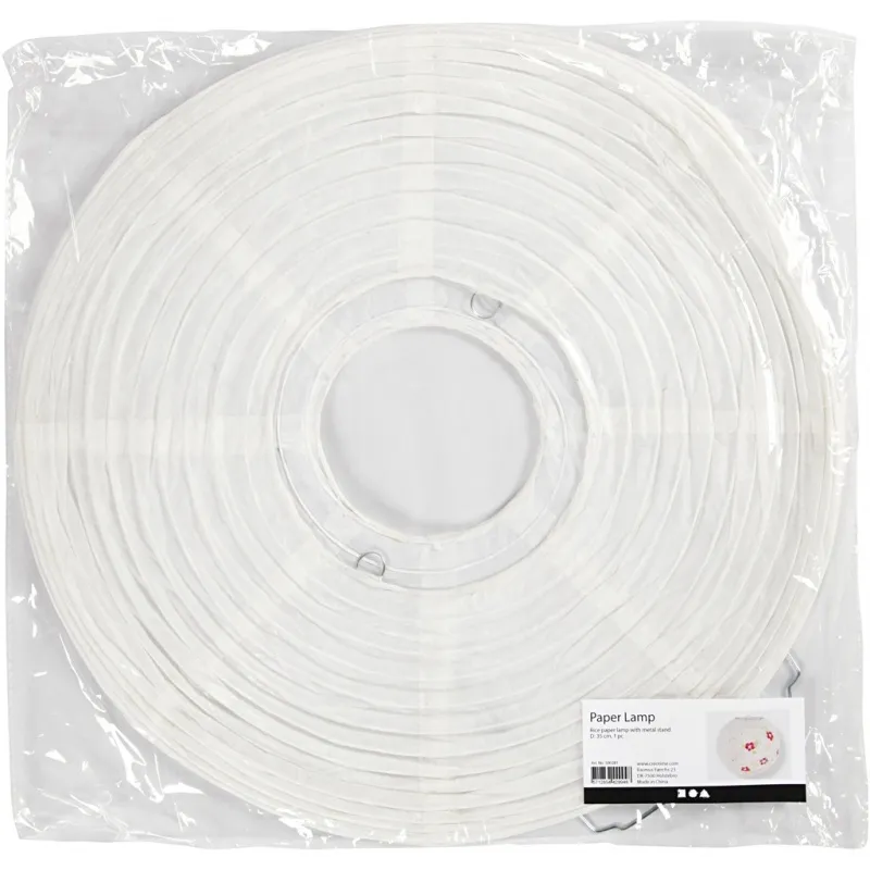 Reispapier-Lampe/-Lampion, Rund, D 35 cm, Weiß, 1 Stk