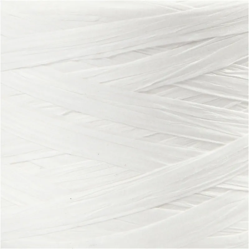 Papierbast (Raffia), B 7-8 mm, Weiß, 100 m/ 1 Rolle