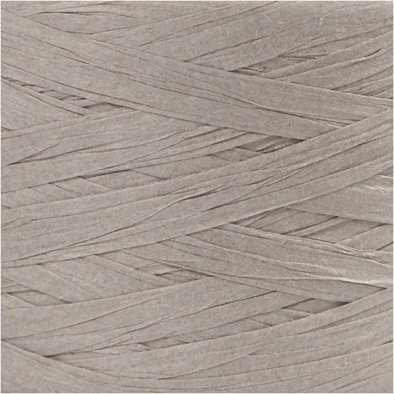 Papierbast (Raffia), B 7-8 mm, Hellgrau, 100 m/ 1 Rolle