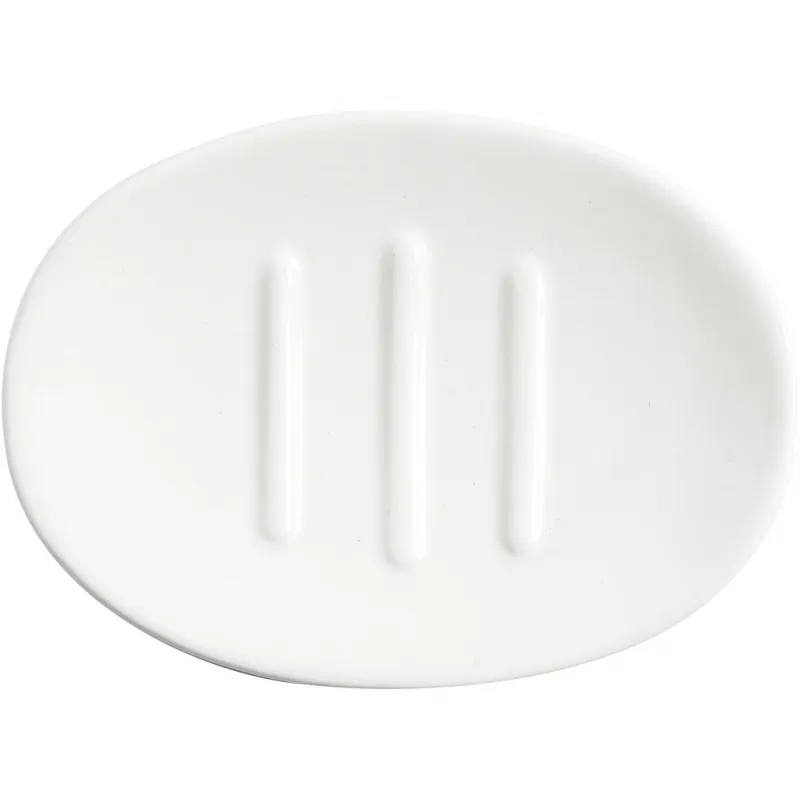 Seifenschale, H 2,5 cm, L 13,5 cm, B 10 cm, Weiß, 1 Stk