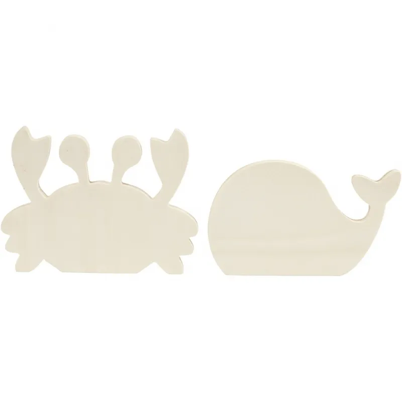 Meerestier-Figuren, Krabbe und Wal, H 9,5-12 cm, B 16 cm, Dicke 1,2 cm, 2 Stk/ 1 Pck
