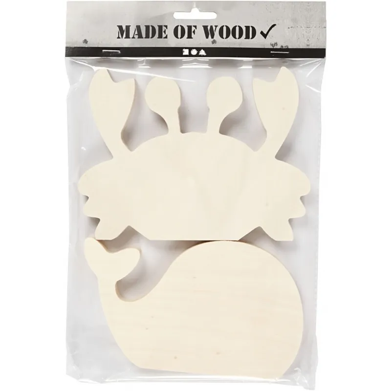 Meerestier-Figuren, Krabbe und Wal, H 9,5-12 cm, B 16 cm, Dicke 1,2 cm, 2 Stk/ 1 Pck