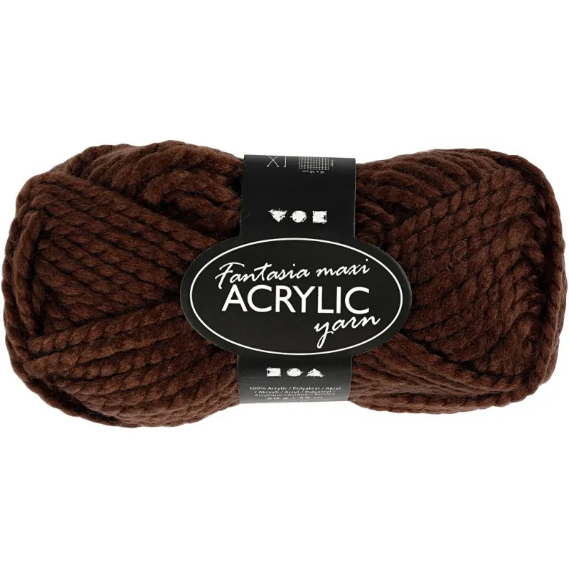 Fantasia Polyacryl-Wolle, L 35 m, Maxi, Braun, 50 g/ 1 Knäuel