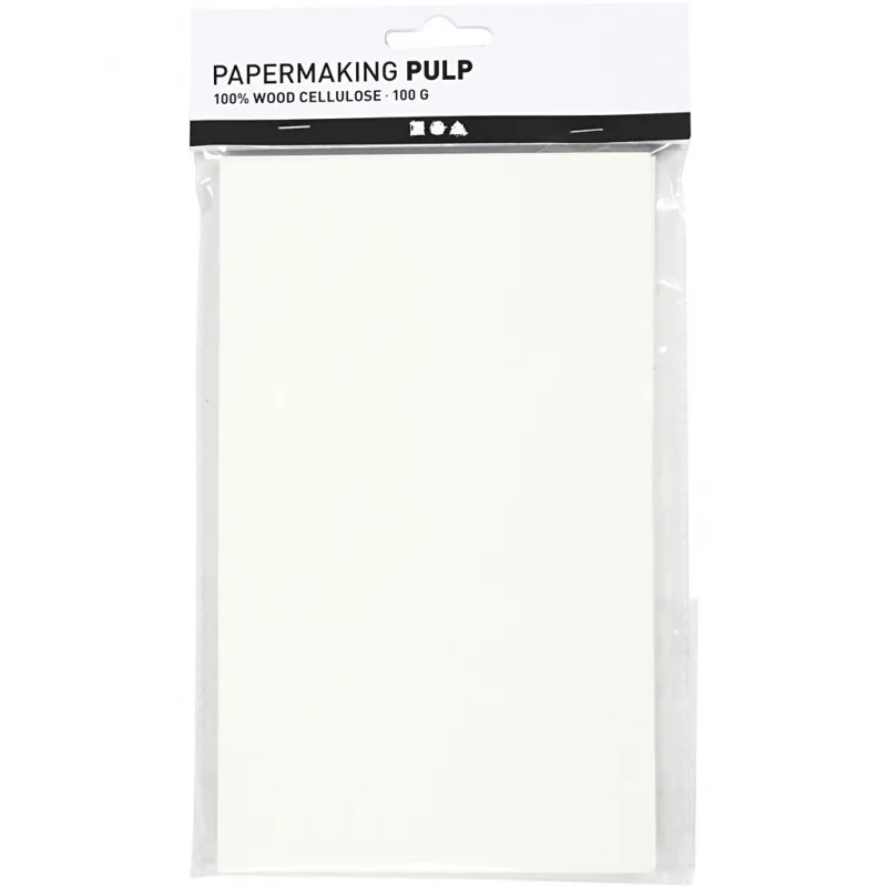 Papierpulpe/Zellulose, Blatt 20x12 cm, Naturweiß, 100 g/ 1 Pck