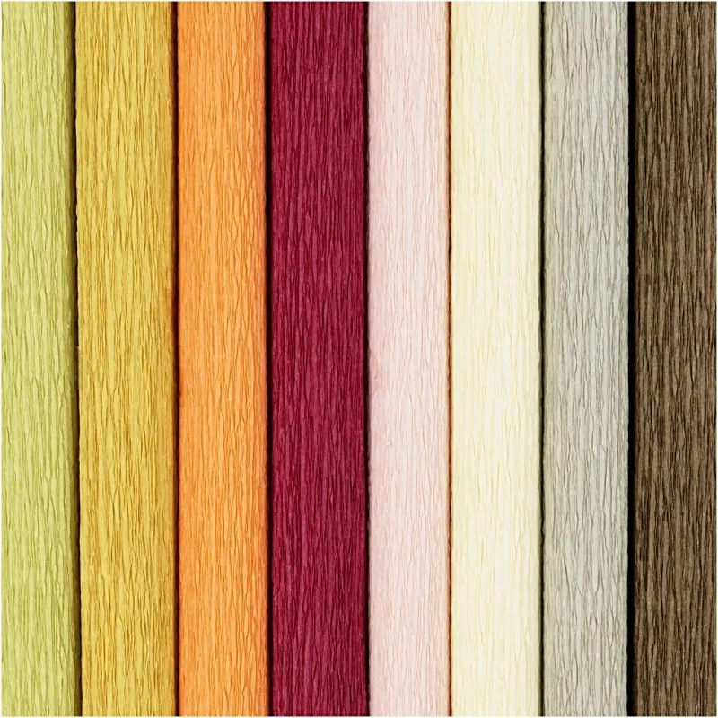 Krepppapier, Blatt 25x60 cm, Kreppanteil: 180%, 105 g, sanfte, dezente Farben, 8 Bl./ 1 Pck