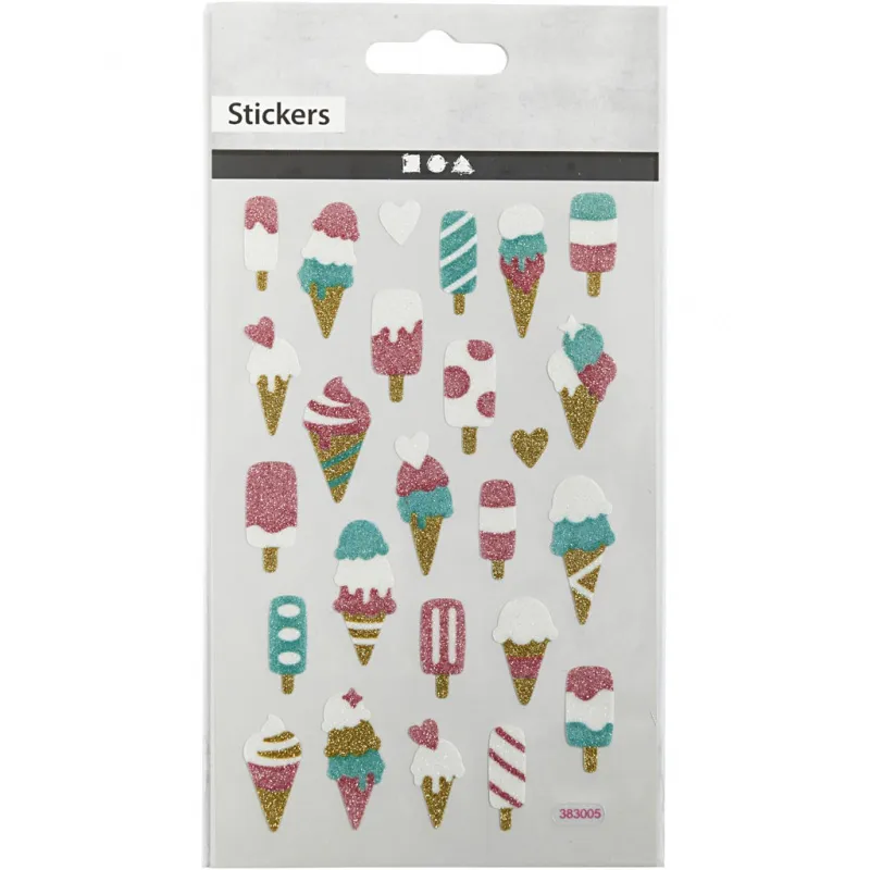 Glitzer-Sticker, Eiscreme, Blatt 10x16 cm, 1 Bl.