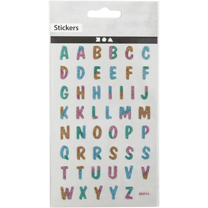 Glitzer-Sticker, Buchstaben, Blatt 10x16 cm, 1 Bl.