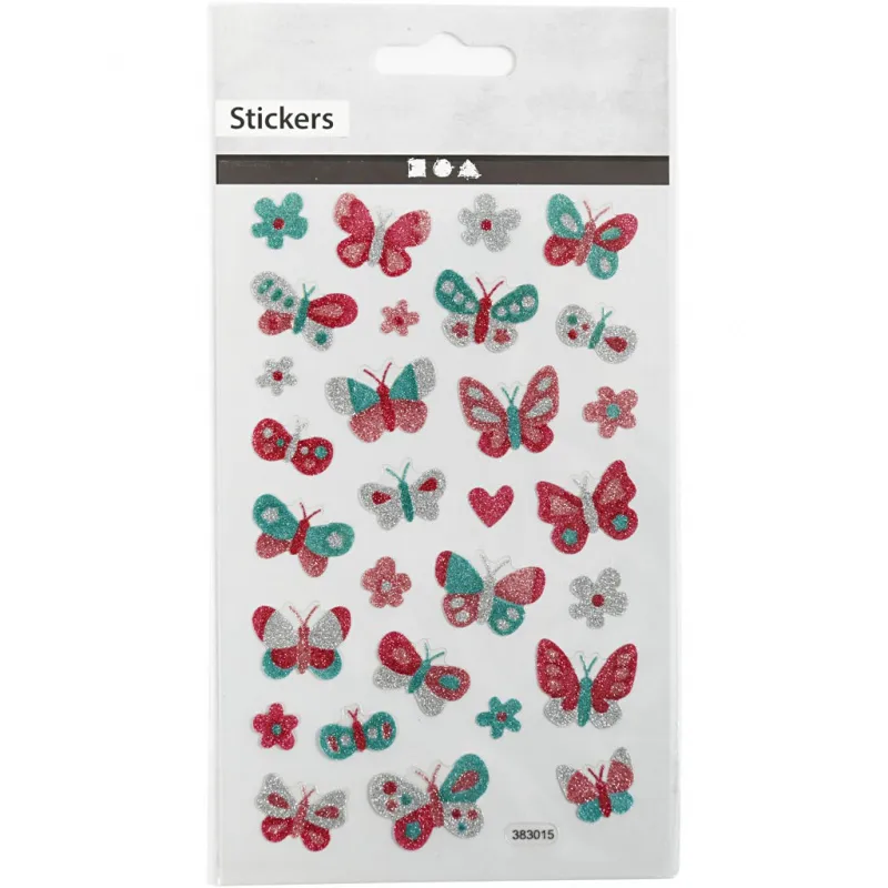 Glitzer-Sticker, Schmetterlinge, Blatt 10x16 cm, 1 Bl.